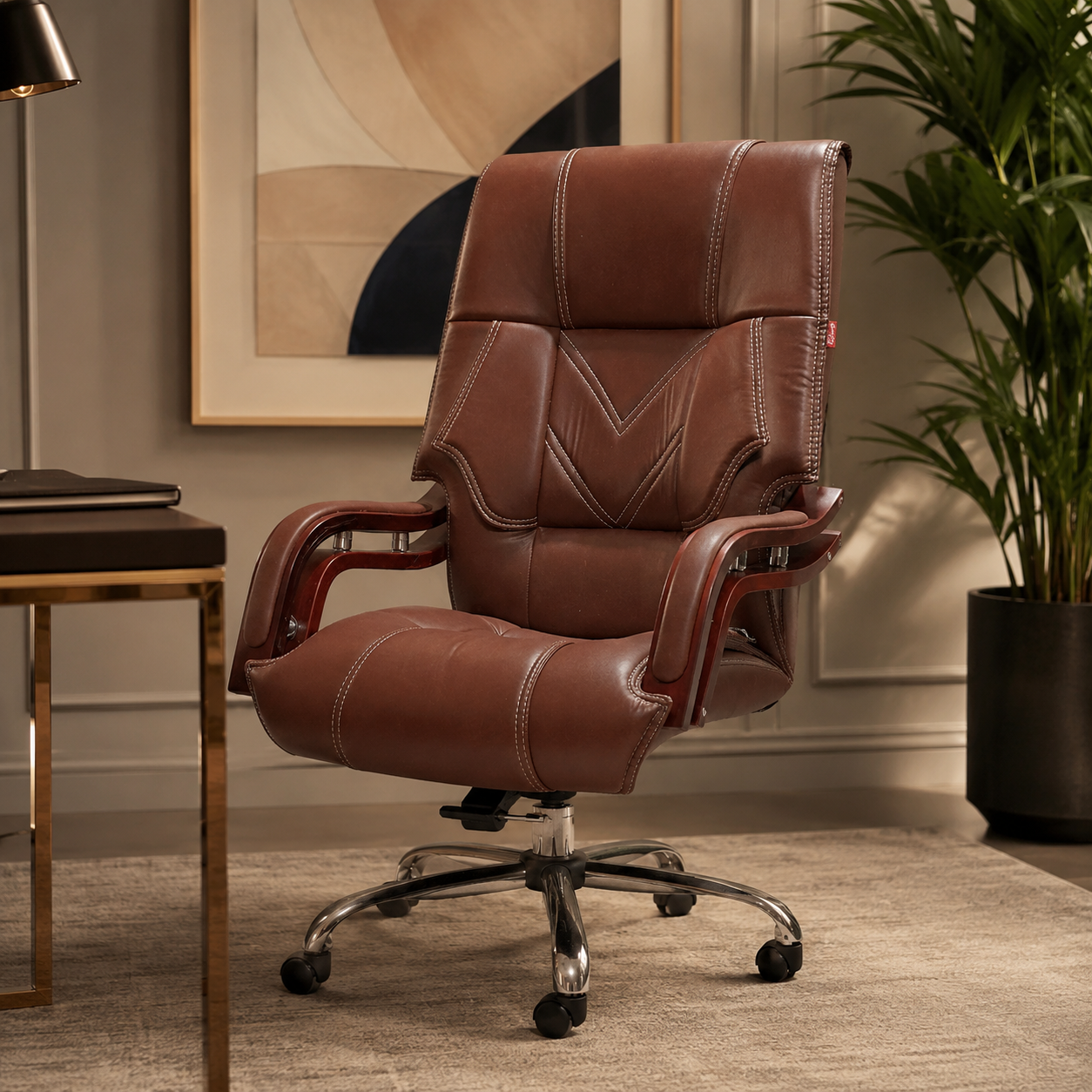 Boston Revolving Office Chair in Leather Color