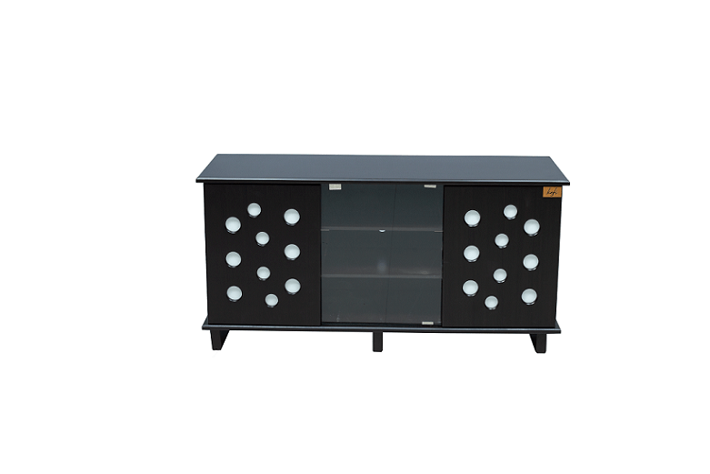 Alpha TV Unit with MDF & PU in Dark Chocolate Color