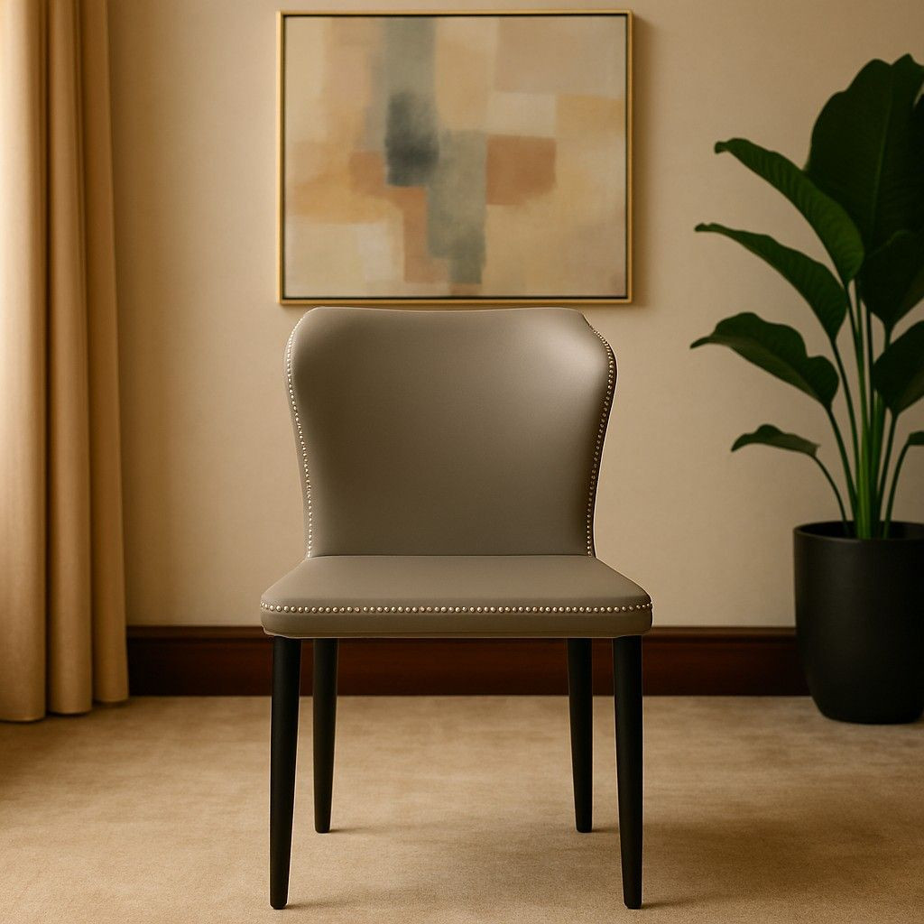 Butterfly Grey Dining Chair with Metal Body and Fabric