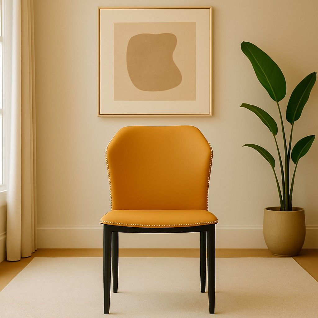 Butterfley Orange Dining Chair with Metal Body and Fabric
