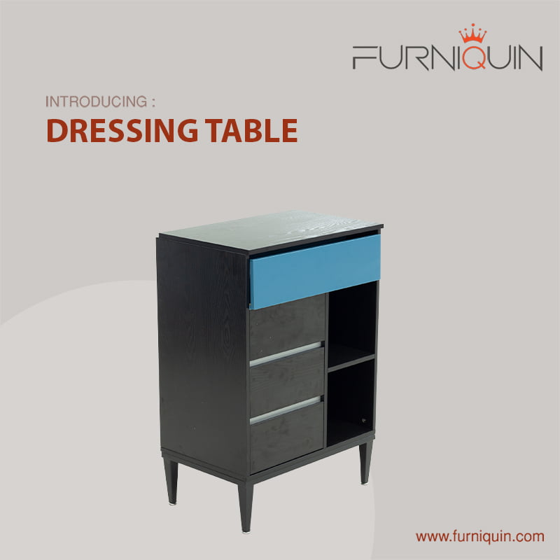 Aqua Dressing Table Folding Blue and Black with Melamine Polish