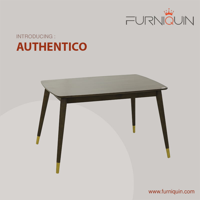 Authentico Walnut Brown Color Dining Table with Rubber Wood Material