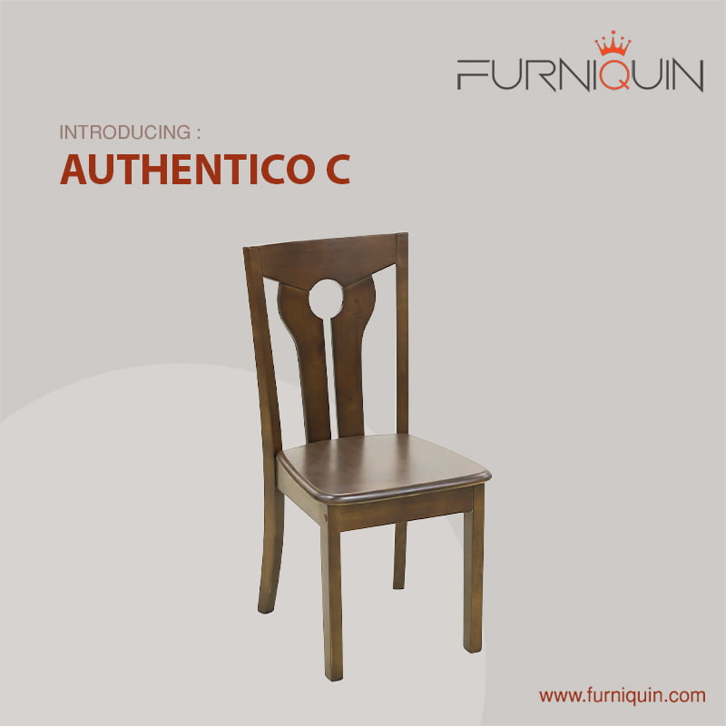 Authentico Walnut Brown Color Dining Chair with Rubber Wood Material