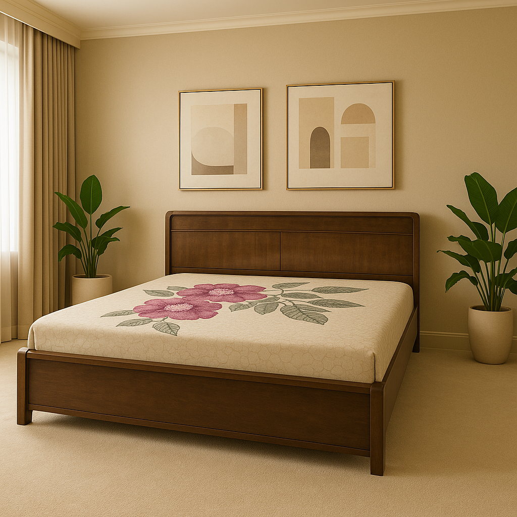 Rubicon King (without Cushion) Rubber Wood Bed with Hydrolic