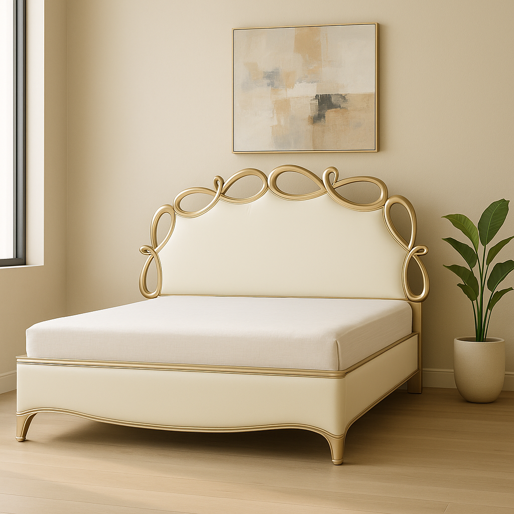 Udita Modern Design Rubber Wood Bed with Hydrolic Storage
