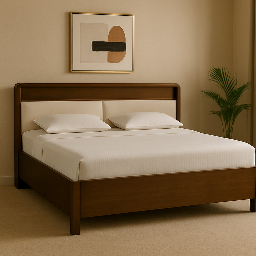 Palmer King Bed with Headboard Cushion Hydrolic Storage Rubber Wood